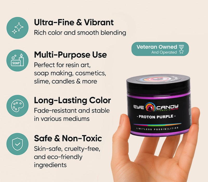 Eye Candy Pigments Premium Mica Powder - Proton Purple (50gr) - for Epoxy, Resin, Soap, Paint, Woodworking, Acrylic Pouring, Bath Bombs, Fishing Lures - DIY Arts and Crafts Additive - Image 3